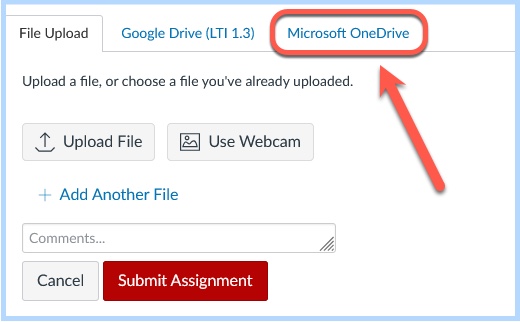 OneDrive integration with assignments interface.